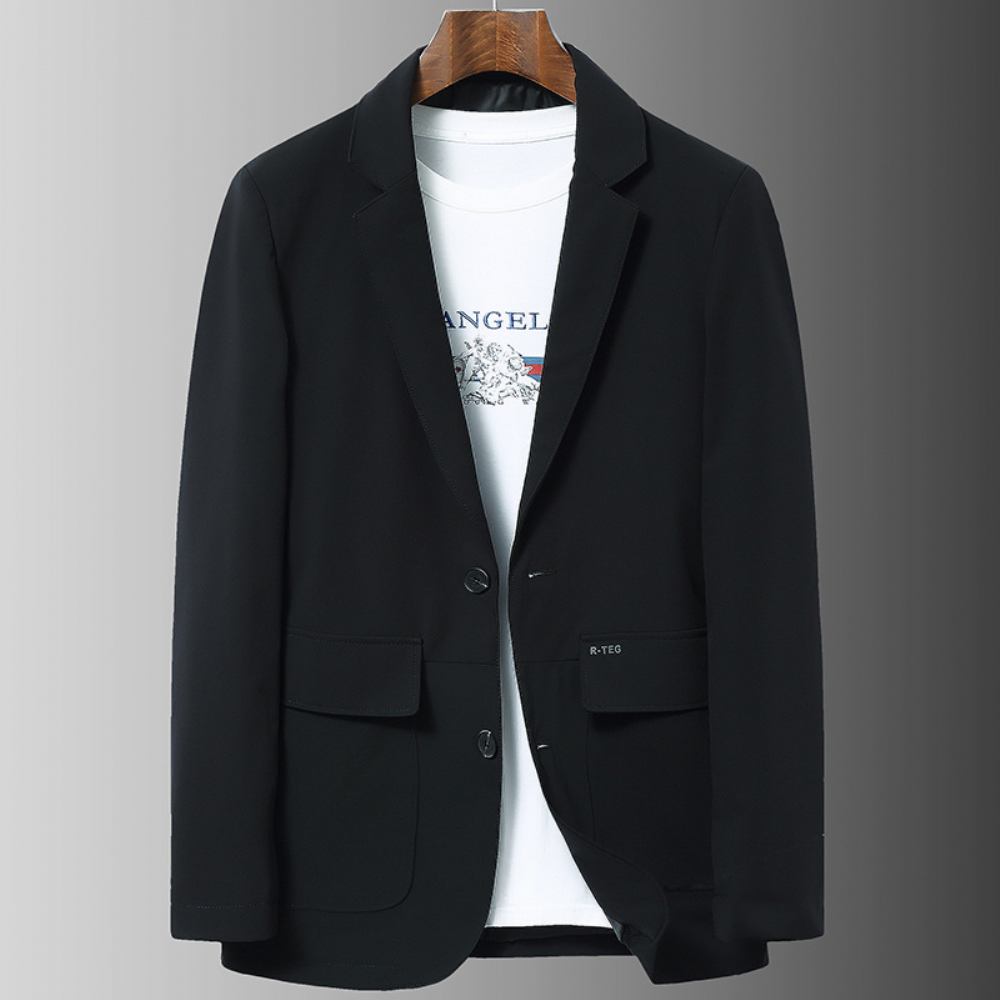 Wiosna Jesień Casual Jednolity Kolor Slim Fit Kołnierzyk Garnituru Bez Szczeliny Prosty Brzeg Kieszenią Klapką Dig Pocket Men
